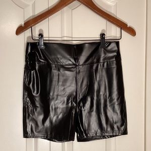 Faux Leather Look Black Bootie Shorts